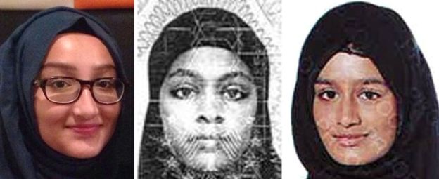 Shamima Begum (far right) wants to return to the UK. Source: Met Police
