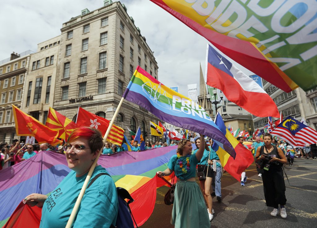 London's Pride Parade is the city's biggest one-day event and one of the world's biggest LGBT+ celebrations. (AP Photo/Frank Augstein)