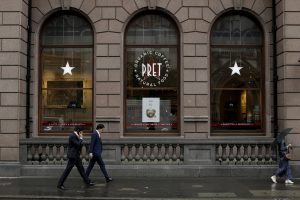 FILE - This Tuesday, May 29, 2018 file photo shows an exterior view of a branch of Pret A Manger, in London. British restaurant chain Pret a Manger on Sunday, Oct. 7 says a second customer died after eating a sandwich containing an allergen that was not noted on the label. The coffee-and-sandwich business has promised to improve its labeling following criticism at an inquest into the death of 15-year-old Natasha Ednan-Laperouse, who died in 2016 after eating a Pret baguette that contained traces of sesame. (AP Photo/Matt Dunham, file)