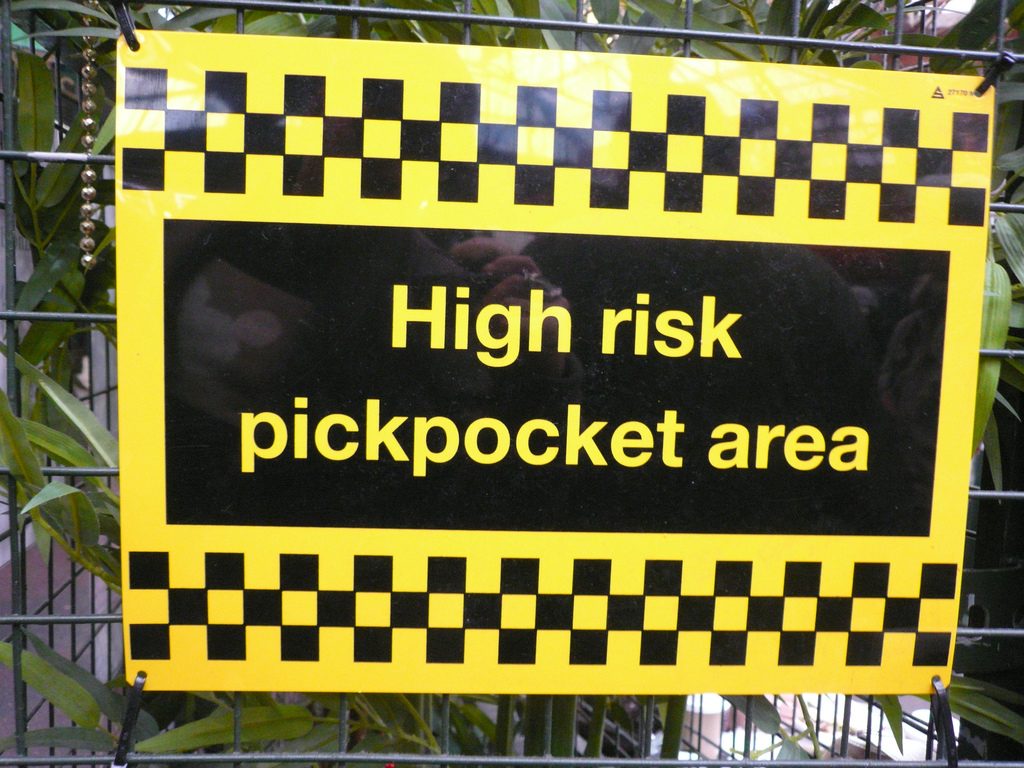 Warning sign at Borough Market. (Flickr/Cory Doctorow)