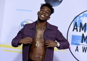 Desiigner arrives at the American Music Awards at the Microsoft Theater on Sunday, Nov. 19, 2017, in Los Angeles. (Photo by Jordan Strauss/Invision/AP)