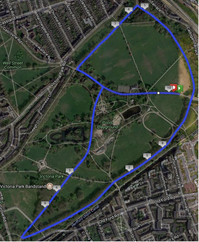 Victoria Park Run map Google maps