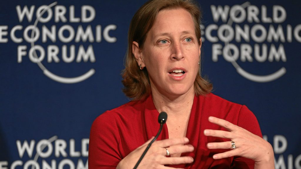 Susan Wojcicki, Chief Executive Officer, YouTube, USA, captured during the session 'A New Platform for the Digital Economy' at the Annual Meeting 2016 of the World Economic Forum in Davos, Switzerland, January 21, 2016.